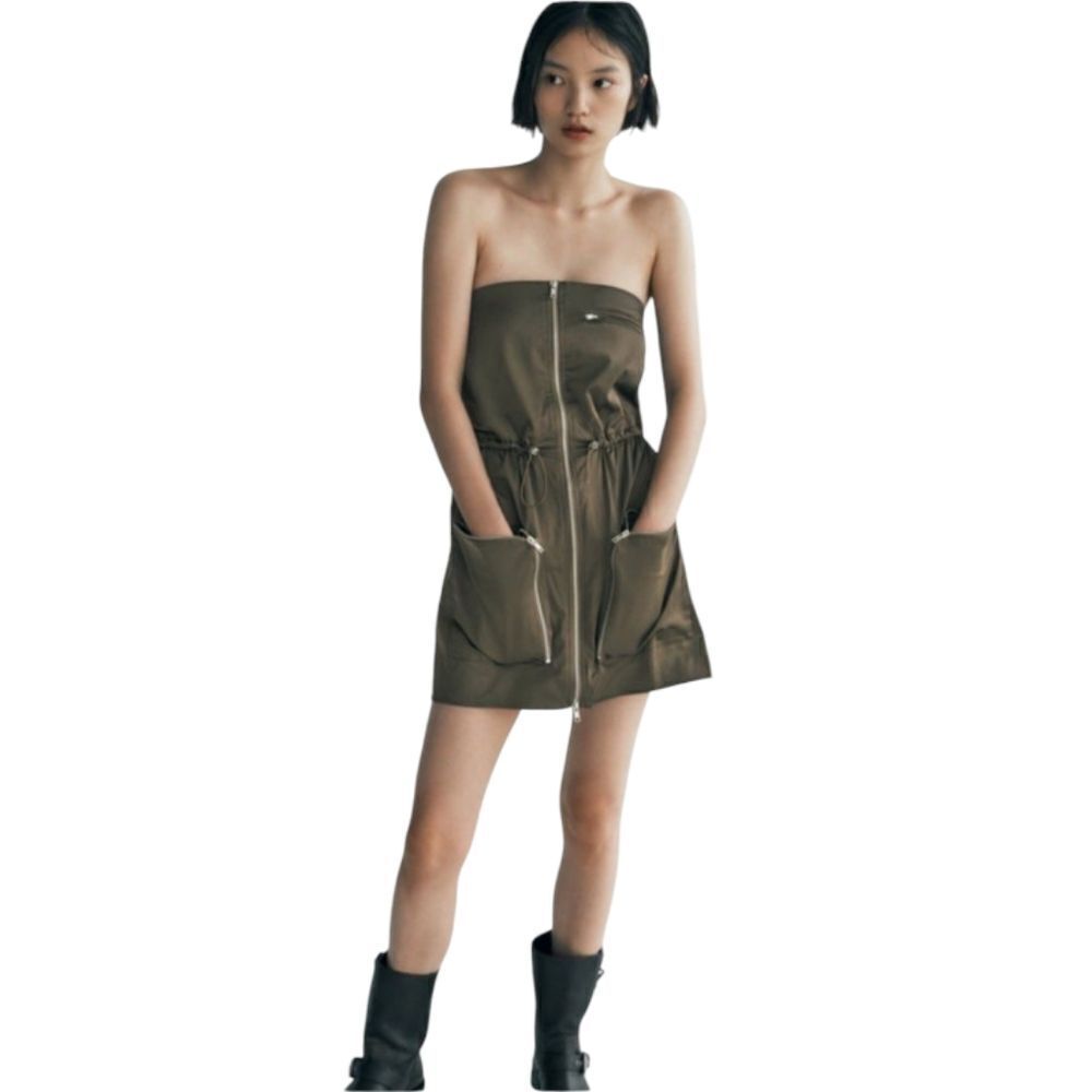 ZARA‎ Cargo Safari Green Mini Dress Size XS, NWT
